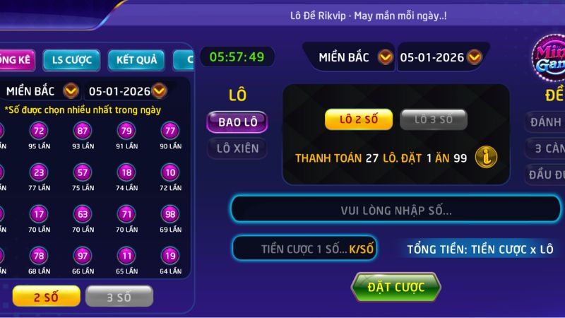 Lô đề 1 ăn 900 siêu hấp dẫn tại cổng game